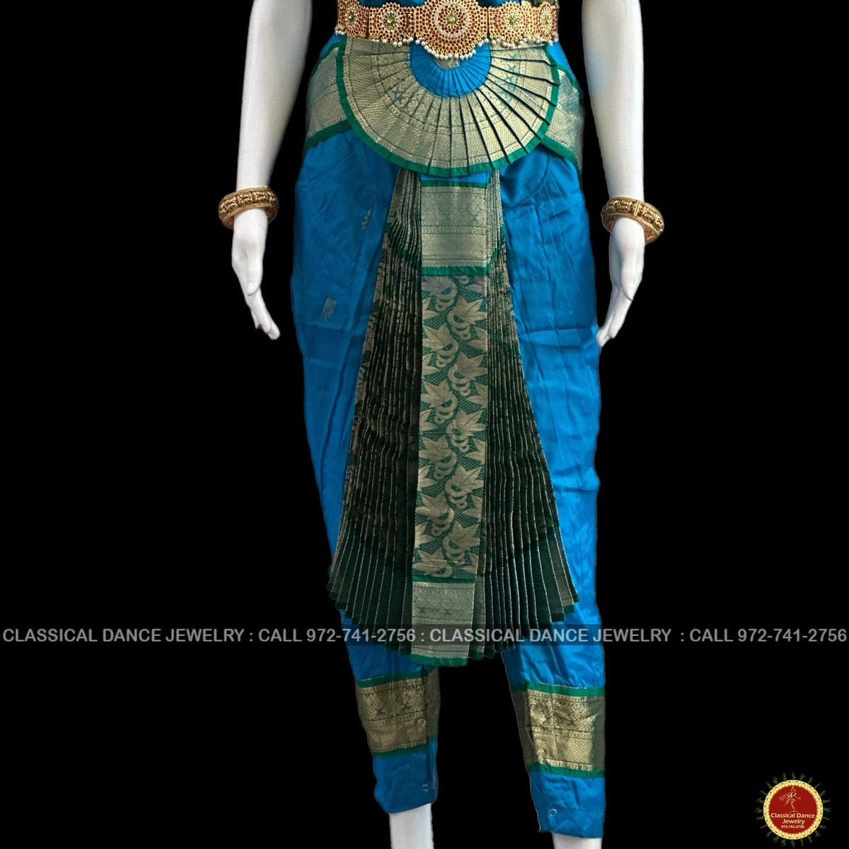 ANANDA BLUE Dark GREEN 40 Inch Pant Length Bharatanatyam Dance Costume | Gold Zari | Art silk Dharmavaram Kanchi | Classical Dance Jewelry ANANDA BLUE Dark GREEN 40 Inch Pant Length Bharatanatyam Dance Costume | Gold Zari | Art silk Dharmavaram Kanchi | Classical Dance Jewelry