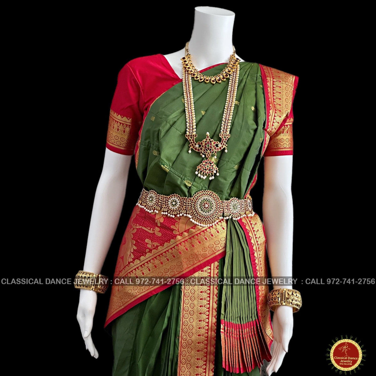 Red Silk Embroidered Waist Belt With Ghungroo / Belts for Saree