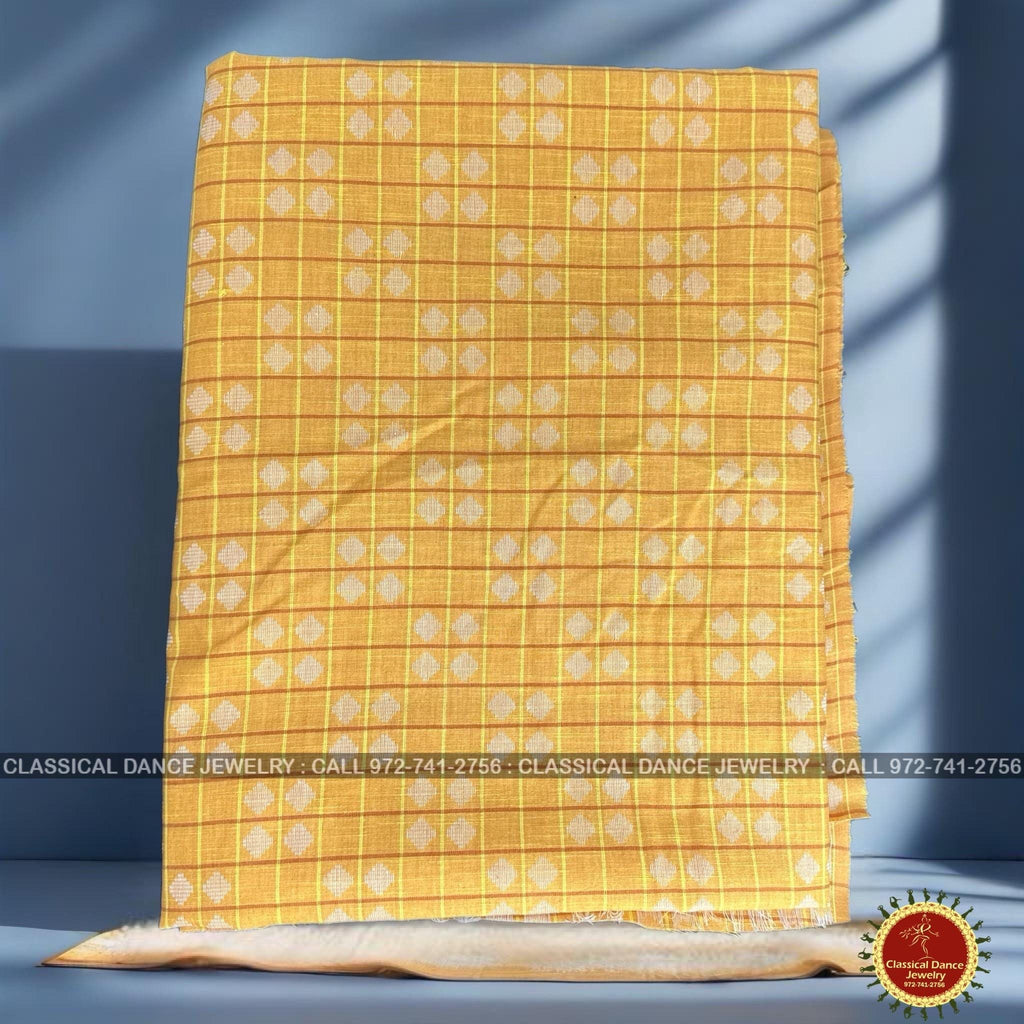 Classical Dance Jewelry YELLOW Cotton Cloth for Puja | Pure Natural (3 Meters) Back Drop fabric | Alter Ammavaru Wedding Puja Festival | Classical Dance Jewelry