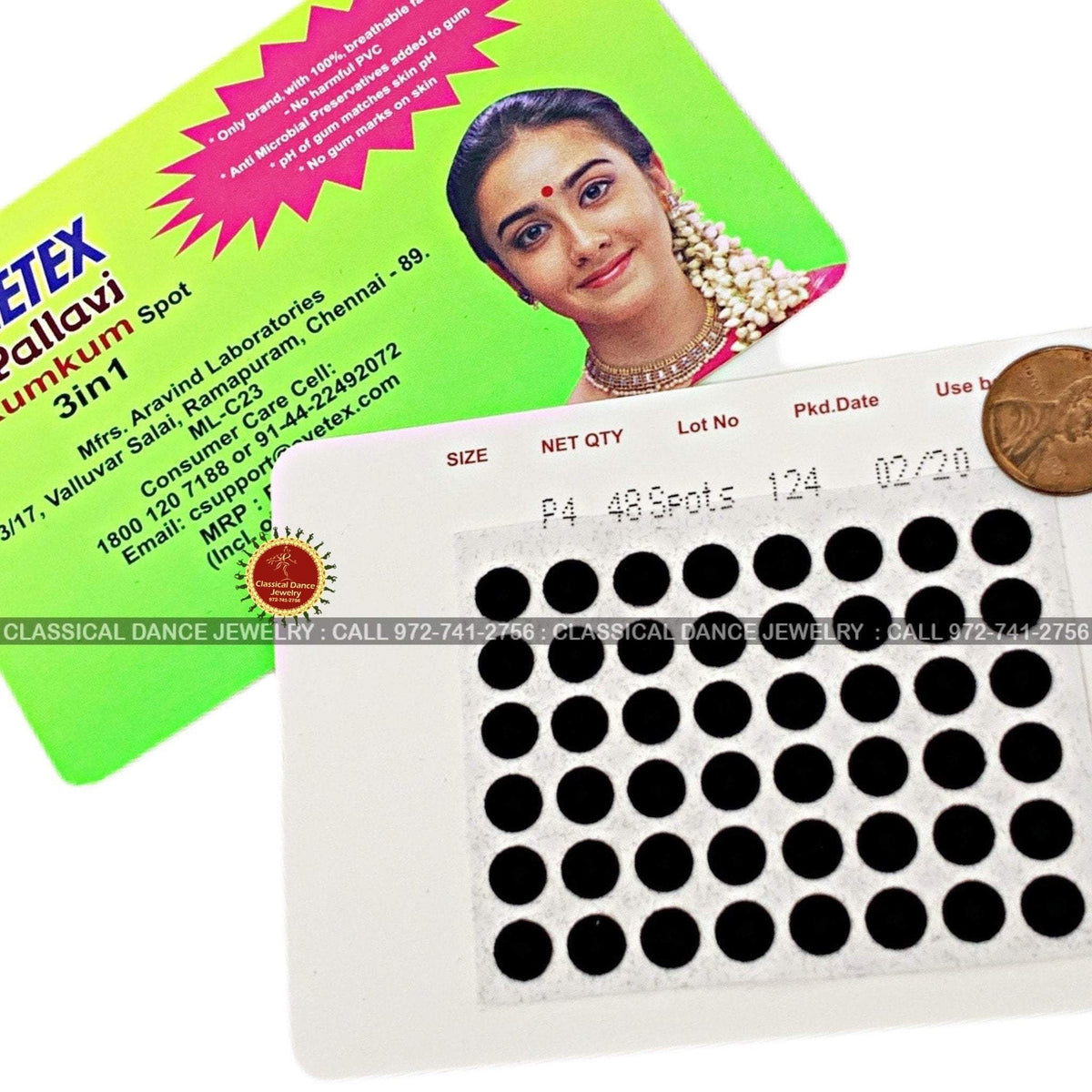 Eyetex Bindi p10, P4 Bindi Sticker Kumkum Black, Eyetex Round