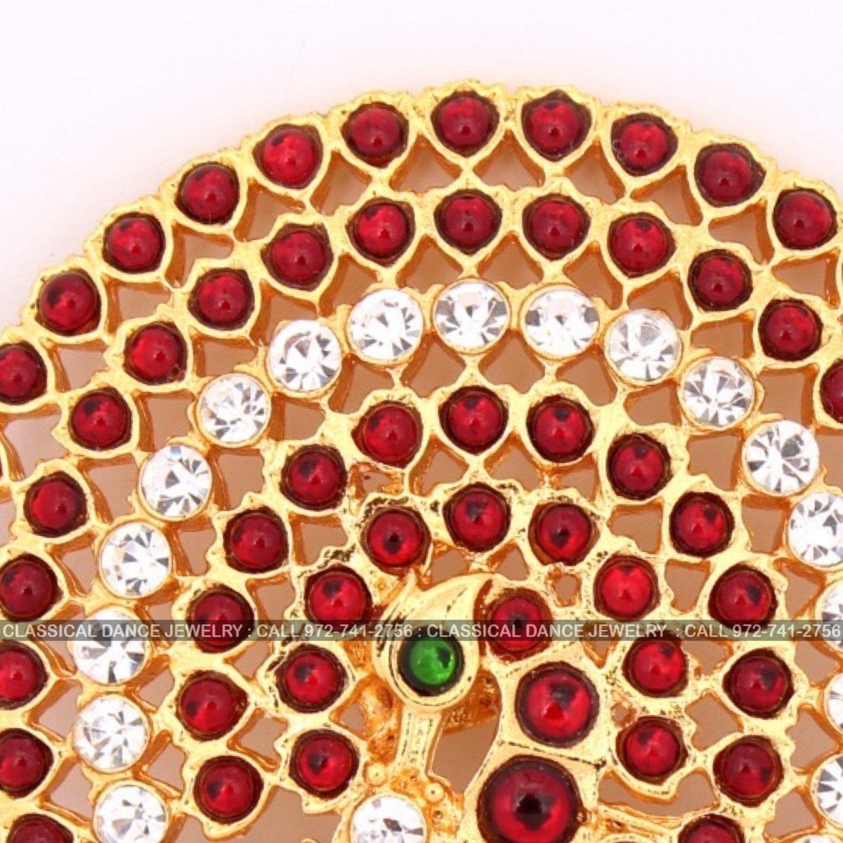 Peacock Kemp Temple Indian Jewelry Rakodi | Bharatnatyam