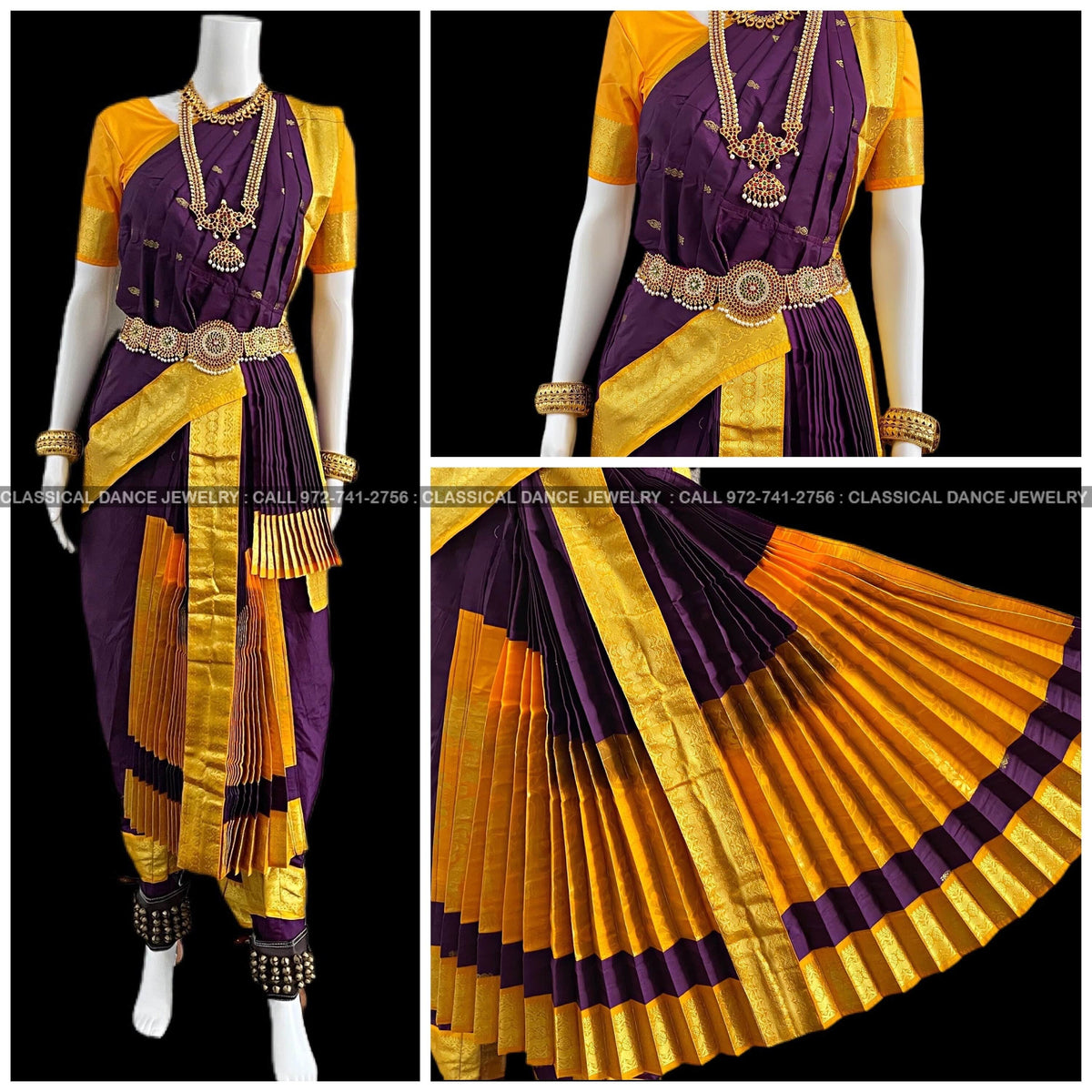 PURPLE PINK 36 inchs Pant Length Kuchipudi Dance Costume