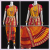 ORANGE YELLOW RED 34 Inch Pant length Kuchipudi Indian Dance Costume | Art Silk, Dharmavaram, Benaras, kanchi | Classical Dance Jewelry