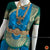 Classical Dance Jewelry ANANDA BLUE Dark GREEN 40 Inch Pant Length Bharatanatyam Dance Costume | Gold Zari | Art silk Dharmavaram Kanchi | Classical Dance Jewelry