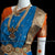 Classical Dance Jewelry ANANDA BLUE ORANGE 36 inch Pant Length Bharatanatyam Gold Zari Dance Costume | Art silk Dharmavaram Kanchi | Classical Dance Jewelry