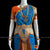Classical Dance Jewelry ANANDA BLUE ORANGE 36 inch Pant Length Bharatanatyam Gold Zari Dance Costume | Art silk Dharmavaram Kanchi | Classical Dance Jewelry