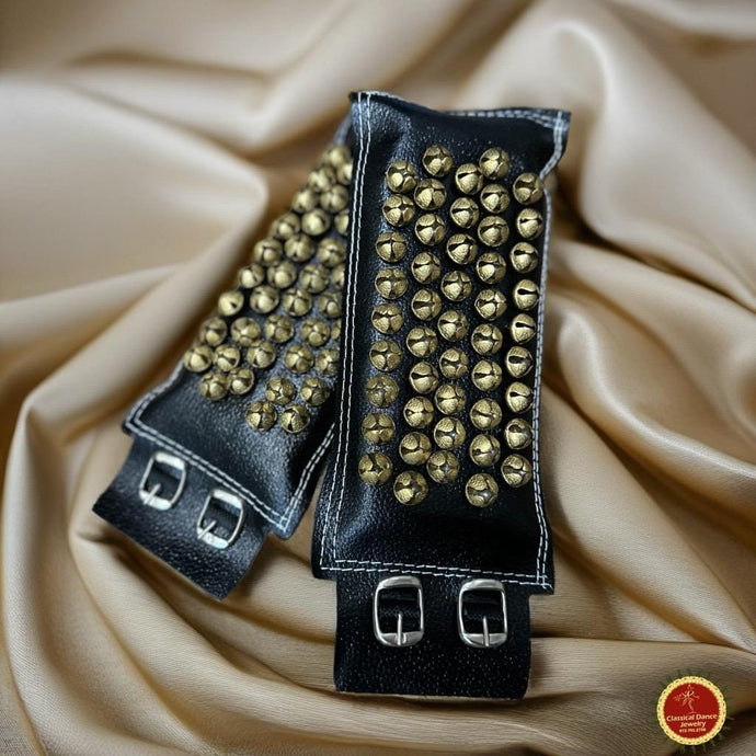 Classical Dance Jewelry BLACK Leather BELLS | Salangai Ghungroo Anklet Payal | Bharatanatyam Kuchipudi Kathak Manipuri Odissi Mohiniyattam | Classical Dance Jewelry
