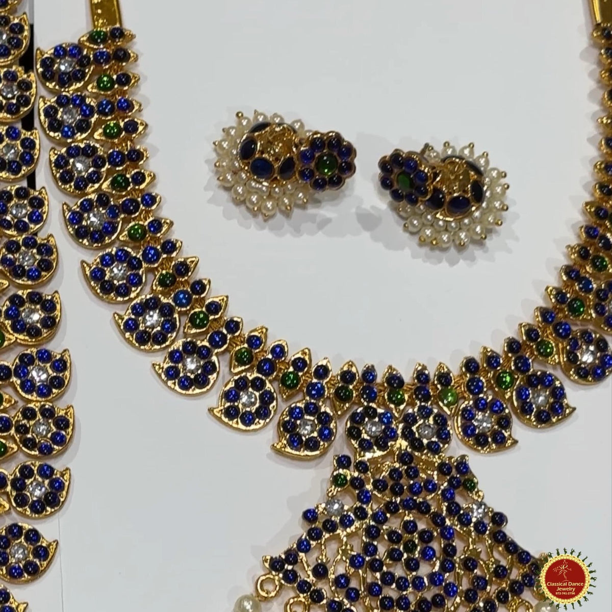 BLUE GREEN Kempu STONE Traditional Temple Mango Indian Jewelry | Bhara ...