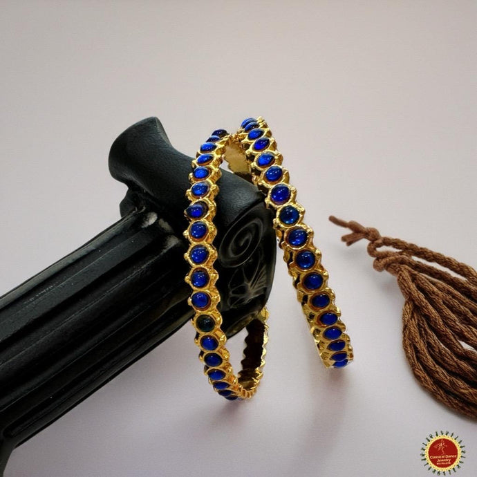Classical Dance Jewelry BLUE KEMPU Pair BANGLES Temple Indian Traditional Jewelry | Bharatnatyam Kuchipudi Parties Weddings Birthdays |  Classical Dance Jewelry