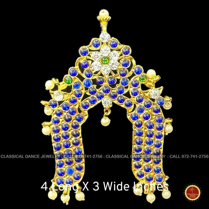 Classical Dance Jewelry BLUE Temple Kemp Tiara Pin Indian Jewelry | Kireet | Bharatnatyam, Kuchipudi, Engagement, Weddings, Birthdays | Classical Dance Jewelry