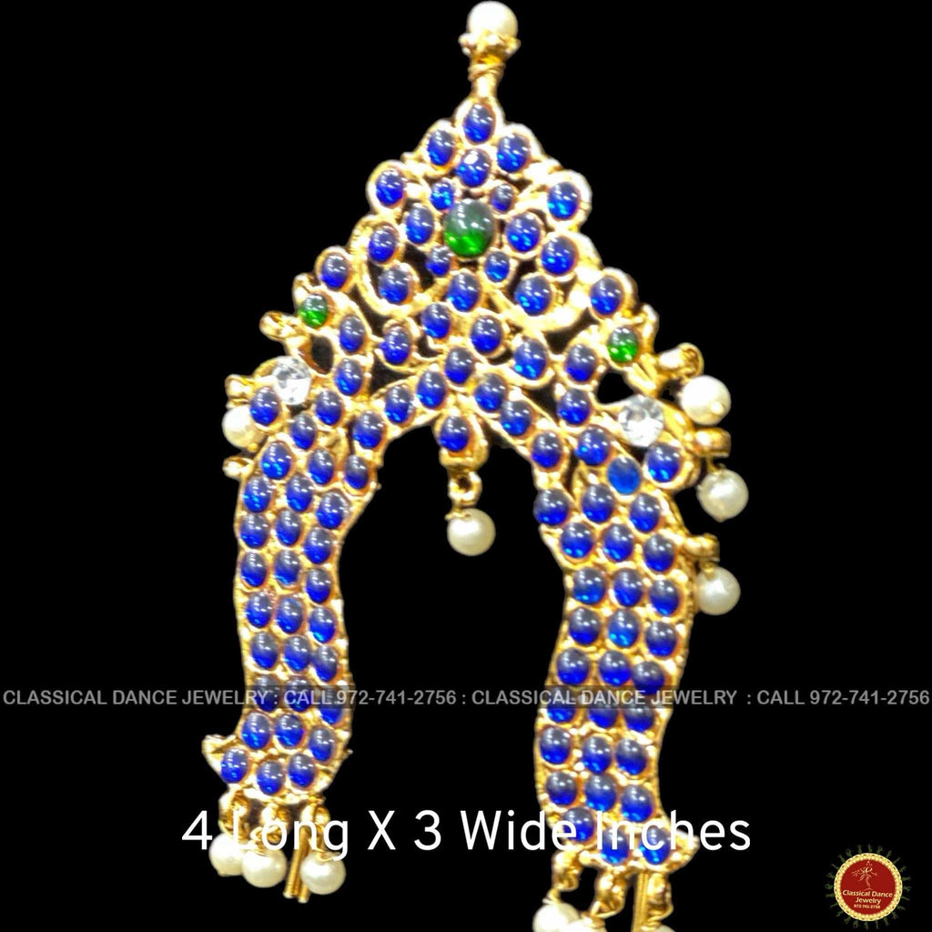 Classical Dance Jewelry BLUE Temple Kemp Tiara Pin Indian Jewelry | Kireet | Bharatnatyam, Kuchipudi, Engagement, Weddings, Birthdays | Classical Dance Jewelry