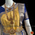 Classical Dance Jewelry BUTTER YELLOW Dark BLUE 38 Inch Pant Length Bharatanatyam Dance Costume | Gold Zari | Art Silk Dharmavaram Kanchi | Classical Dance Jewelry