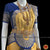 Classical Dance Jewelry BUTTER YELLOW Dark BLUE 40 Inch Pant Length Bharatanatyam Dance Costume | Gold Zari | Art silk Dharmavaram Kanchi | Classical Dance Jewelry