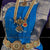 Classical Dance Jewelry COPPER SULPHATE BLUE 40 Inch Pant Length Bharatanatyam Dance Costume Gold Zari | Art silk Dharmavaram Kanchi | Classical Dance Jewelry