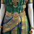 Classical Dance Jewelry DARK GREEN BLUE 40 inchs Pant Length Kuchipudi Indian Dance Costume | Art silk Dharmavaram Kanchi | Classical Dance Jewelry