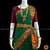 Classical Dance Jewelry DARK GREEN Pre-stitched Practice Sari MAROON Blouse | Half Saree Kalakshethra Sari | Bharatnatyam Kuchipudi Folk | Classical Dance Jewelry