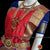 Classical Dance Jewelry DARK PEACH ORANGE 40 inchs Pant Length Kuchipudi Indian Blue Zari Dance Costume | Art silk Dharmavaram Kanchi | Classical Dance Jewelry