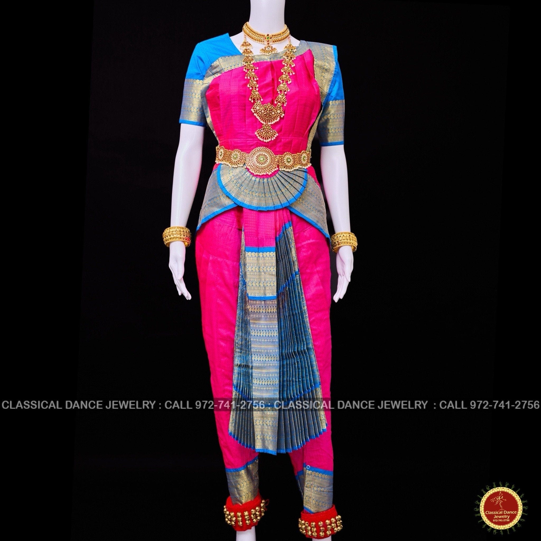 DARK PINK BLUE 38 Inch Pant Length Bharatanatyam Dance Costume | Art Silk, Dharmavaram Kanchi | Classical Dance Jewelry DARK PINK BLUE 38 Inch Pant Length Bharatanatyam Dance Costume | Art Silk, Dharmavaram Kanchi | Classical Dance Jewelry