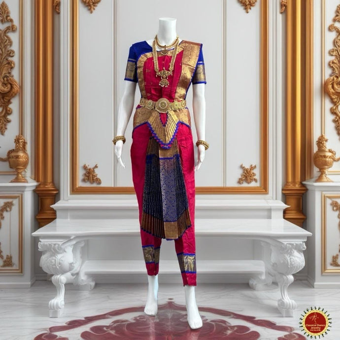 Classical Dance Jewelry DARK PINK Magenta BLUE 40 Inch Pant Length Bharatanatyam Dance Costume | Art silk, Dharmavaram kanchi | Classical Dance Jewelry