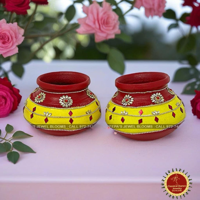 Classical Dance Jewelry Designer Trendy Bridal Wedding Gruhapravesham Gariga muntha Aviredu Clay Pots | Classical Dance Jewelry