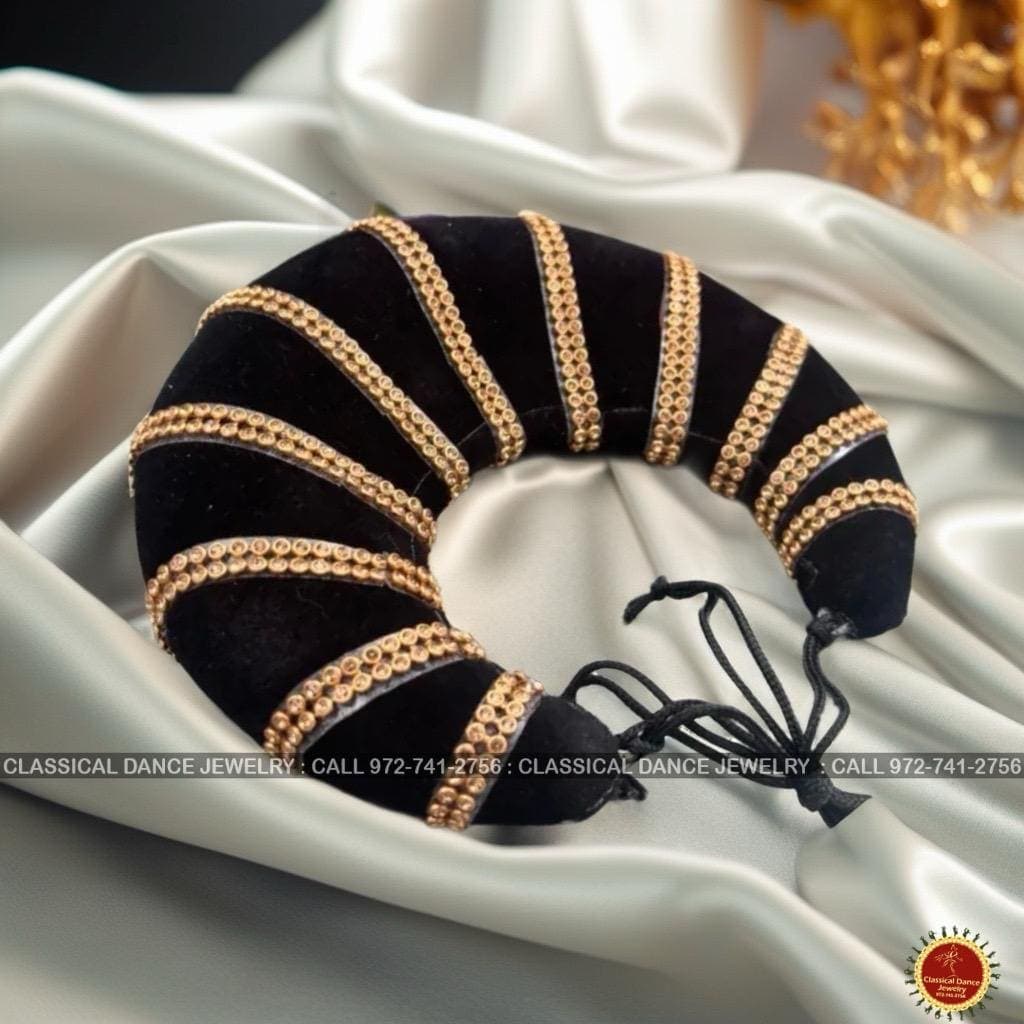 Classical Dance Jewelry Gold Stone Lace Hair Plastic Half Ring | Rakodi Indian Jewelry | Bharatanatyam Kuchipudi Dance Weddings Events | Classical Dance Jewelry