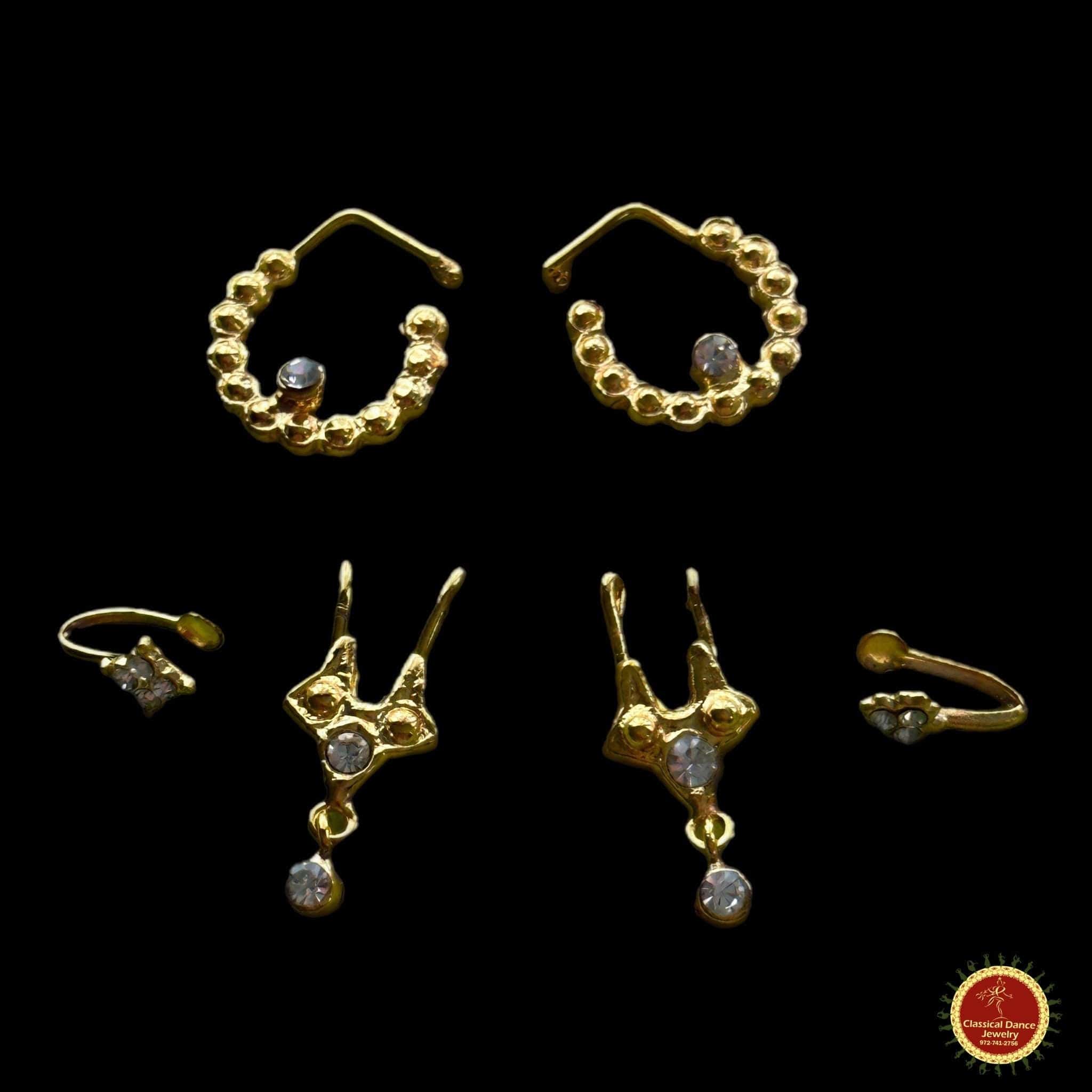 Gold Temple Indian Jewelry Nose Pin Ring Nath Nathni Nathu