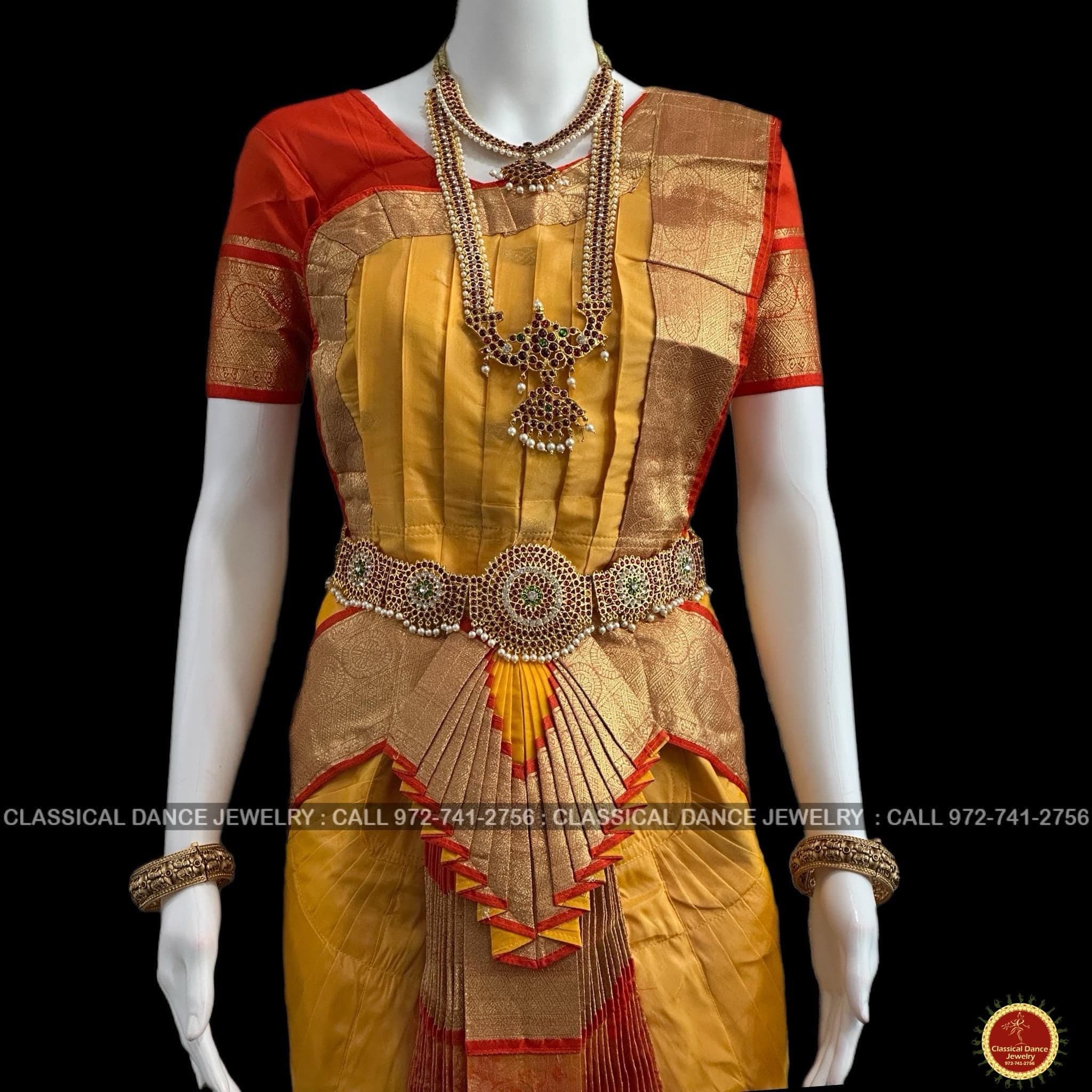 GOLDEN Butter YELLOW ORANGE 38 Inch Pant Length Bharatanatyam Dance Costume Gold Zari | ArtSilk Dharmavaram Kanchi | Classical Dance Jewelry GOLDEN Butter YELLOW ORANGE 38 Inch Pant Length Bharatanatyam Dance Costume Gold Zari | ArtSilk Dharmavaram Kanchi | Classical Dance Jewelry