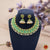 Classical Dance Jewelry GREEN CHOKER POOTHALI Kemp temple Indian jewelry | Short Necklace | Bharatnatyam Kuchipudi Engagement Weddings | Classical Dance Jewelry
