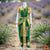 Classical Dance Jewelry GREEN IVORY GOLD 40 inchs Pant Length Kuchipudi Indian Gold Zari Dance Costume | Art silk Dharmavaram Kanchi | Classical Dance Jewelry