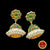 Classical Dance Jewelry GREEN Mango Design Temple Indian Jewelry | White Stone | Short Necklace | Bharatnatyam Kuchipudi Party Wedding | Classical Dance Jewelry