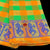 Classical Dance Jewelry GREEN ORANGE KATTAM Checks Doll Border Dance Practice Sarees | Halfsaree Kalakshethra Sari Bharatanatyam Kuchipudi | Classical Dance Jewelry