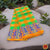 Classical Dance Jewelry GREEN ORANGE KATTAM Checks Doll Border Dance Practice Sarees | Halfsaree Kalakshethra Sari Bharatanatyam Kuchipudi | Classical Dance Jewelry