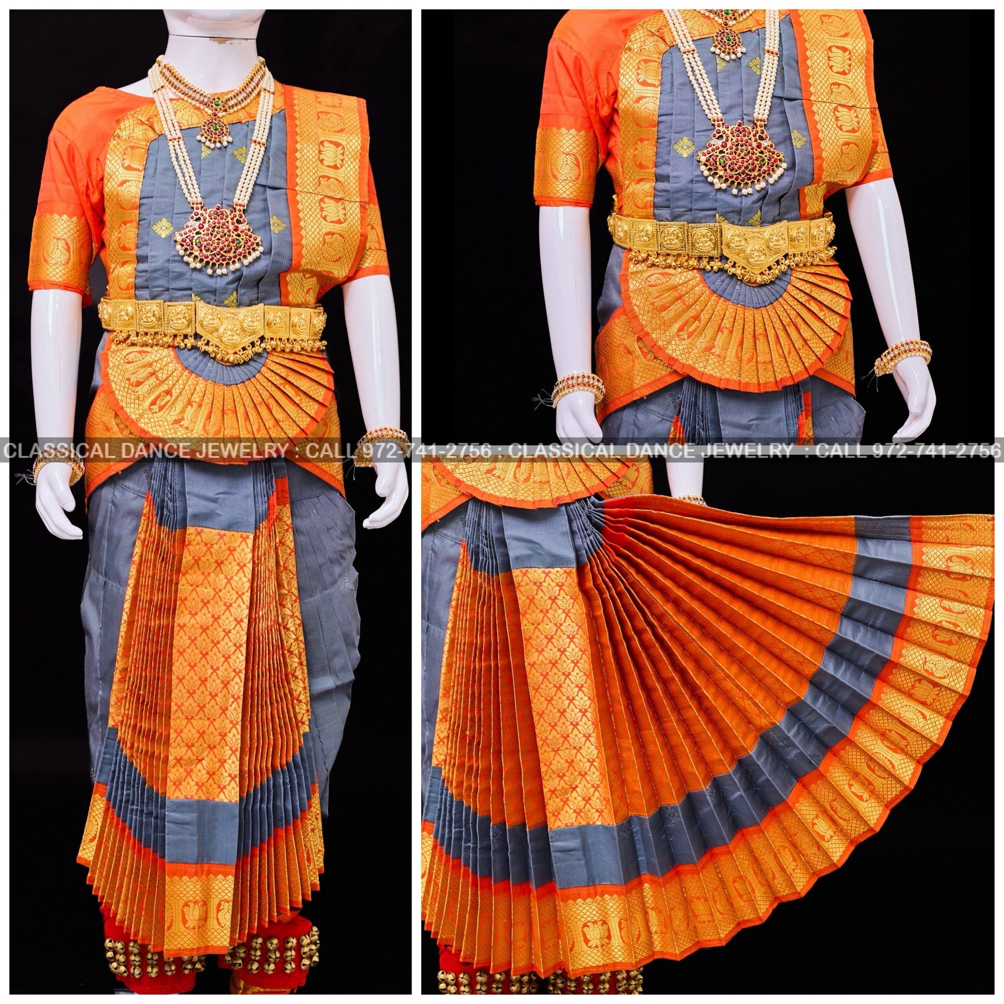 Get Elegant Readymade colorful Bharatanatyam Costumes online in USA Classical Dance Jewelry