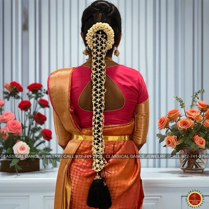 Classical Dance Jewelry HAIRFLOWERS | RINGS | JADA Poolajada | Poolajadai | Hair Accessories Brooch Clip Tiara | Veni | Artificial NET Poola Jada Flower | Classical Dance Jewelry