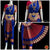 Classical Dance Jewelry INK ROYAL BLUE Pink 36 inches Pant Length Bharatanatyam Gold Zari Dance Costume | Art silk Dharmavaram kanchi | Classical Dance Jewelry