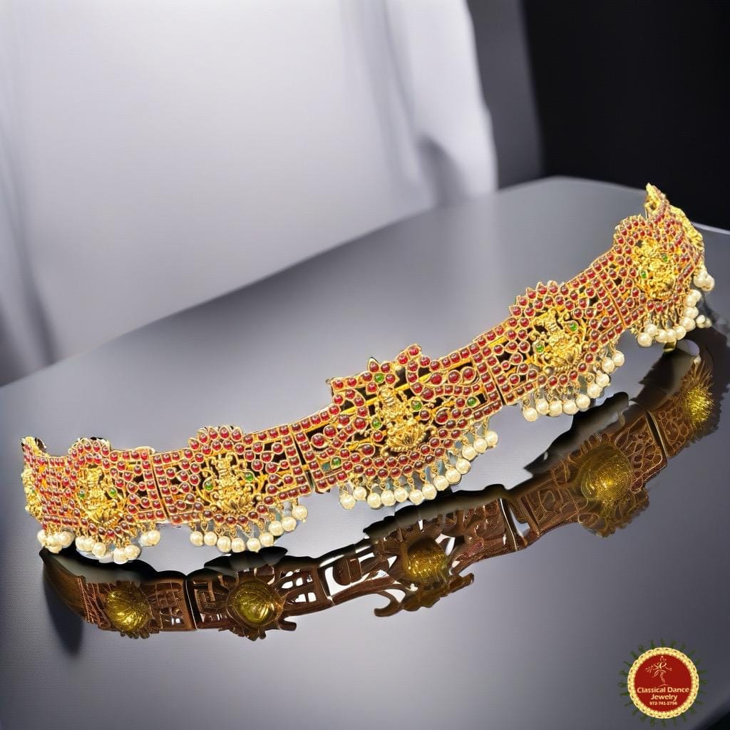 Classical Dance Jewelry Lakshmi Peacock Kemp Temple Indian Jewelry Oddiyanam Hip Belt | SMALL 16 Inchs | Bharatnatyam Kuchipudi Weddings | Classical Dance Jewelry