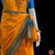 Classical Dance Jewelry MANGO ORANGE Pre-stitched Practice Sari BLUE Blouse | Half Saree Kalakshethra Sari | Bharatnatyam Kuchipudi Folk | Classical Dance Jewelry