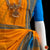 Classical Dance Jewelry MANGO ORANGE Pre-stitched Practice Sari BLUE Blouse | Half Saree Kalakshethra Sari | Bharatnatyam Kuchipudi Folk | Classical Dance Jewelry