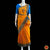 Classical Dance Jewelry MANGO ORANGE Pre-stitched Practice Sari BLUE Blouse | Half Saree Kalakshethra Sari | Bharatnatyam Kuchipudi Folk | Classical Dance Jewelry
