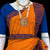 Classical Dance Jewelry ORANGE Pre-stitched Practice Sari BLUE Blouse | Half Saree Kalakshethra Bharatnatyam Kuchipudi | Classical Dance Jewelry