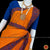 Classical Dance Jewelry ORANGE Pre-stitched Practice Sari BLUE Blouse | Half Saree Kalakshethra Bharatnatyam Kuchipudi | Classical Dance Jewelry