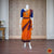 Classical Dance Jewelry ORANGE Pre-stitched Practice Sari BLUE Blouse | Half Saree Kalakshethra Bharatnatyam Kuchipudi | Classical Dance Jewelry