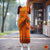 Classical Dance Jewelry ORANGE Pre-stitched Practice Sari MAROON Blouse | Half Saree Kalakshethra Sari | Bharatnatyam Kuchipudi Folk | Classical Dance Jewelry