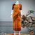 Classical Dance Jewelry ORANGE Pre-stitched Practice Sari MAROON Blouse | Half Saree Kalakshethra Sari | Bharatnatyam Kuchipudi Folk | Classical Dance Jewelry