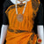 Classical Dance Jewelry ORANGE YELLOW Pre-stitched Practice Sari BLACK Blouse | Half Saree Kalakshethra Sari | Bharatnatyam Kuchipudi Folk | Classical Dance Jewelry