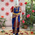 Classical Dance Jewelry ROYAL BLUE RED 32 inchs Pant Length Kuchipudi Gold Zari Indian Dance Costume | Art silk Dharmavaram Kanchi | Classical Dance Jewelry