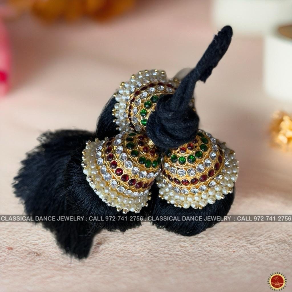 Classical Dance Jewelry Temple Indian Jewelry Tassel Jada Kunjalam Kuchulu Kupullu | Bharatanatyam Kuchipudi Weddings | Classical Dance Jewelry