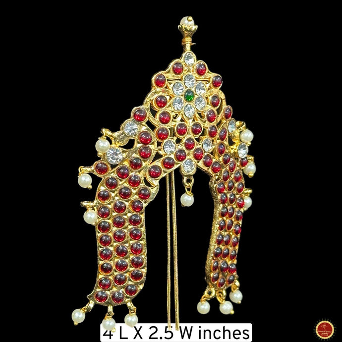 Classical Dance Jewelry Temple Kemp Tiara Pin Indian Jewelry | Kireet | Bharatnatyam, Kuchipudi, Engagement, Weddings, Birthdays | Classical Dance Jewelry