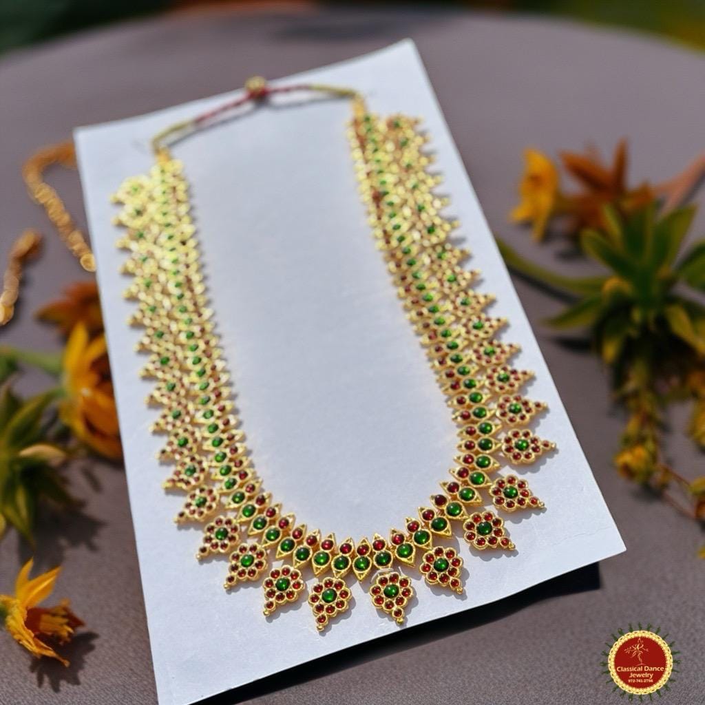 Classical Dance Jewelry Temple Mango Haram Kemp Indian Jewelry  | No Pendant | Bharatnatyam, Kuchipudi, Engagement, Weddings, Birthdays | Classical Dance Jewelry