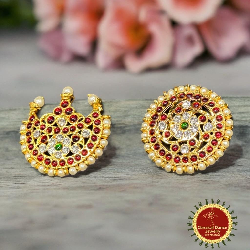 Classical Dance Jewelry TIKKA | HEADSETS Kemp Temple Surya Chandra Indian Jewelry | Multi Sun Moon | Bharatanatyam, Kuchipudi, Engagement, Weddings | Classical Dance Jewelry